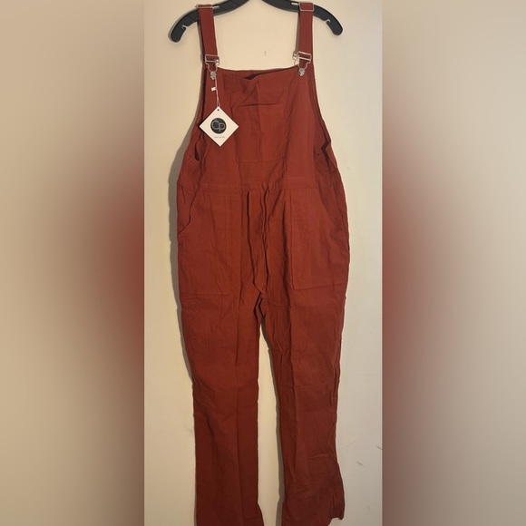 Womens Bib Overalls Adjustable Strap Drawstring Cotton Linen Jumpsuits - Picture 5 of 7
